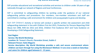 2020 My World Child Safeguarding Statement