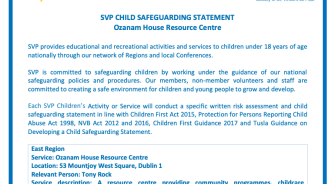 2020 Ozanam House Child Safeguarding Statement