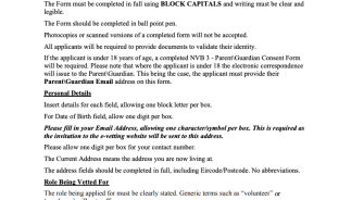 Guidelines on completing NVB1