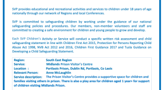 Midlands Prison Visitor Centre Child Safeguarding Statement 2021