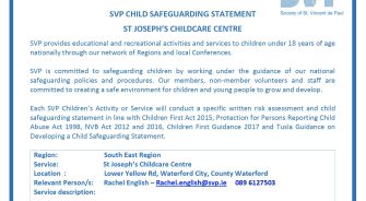 St Joseph's childcare centre child safeguarding statement