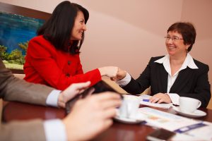 Two women in a business meeting